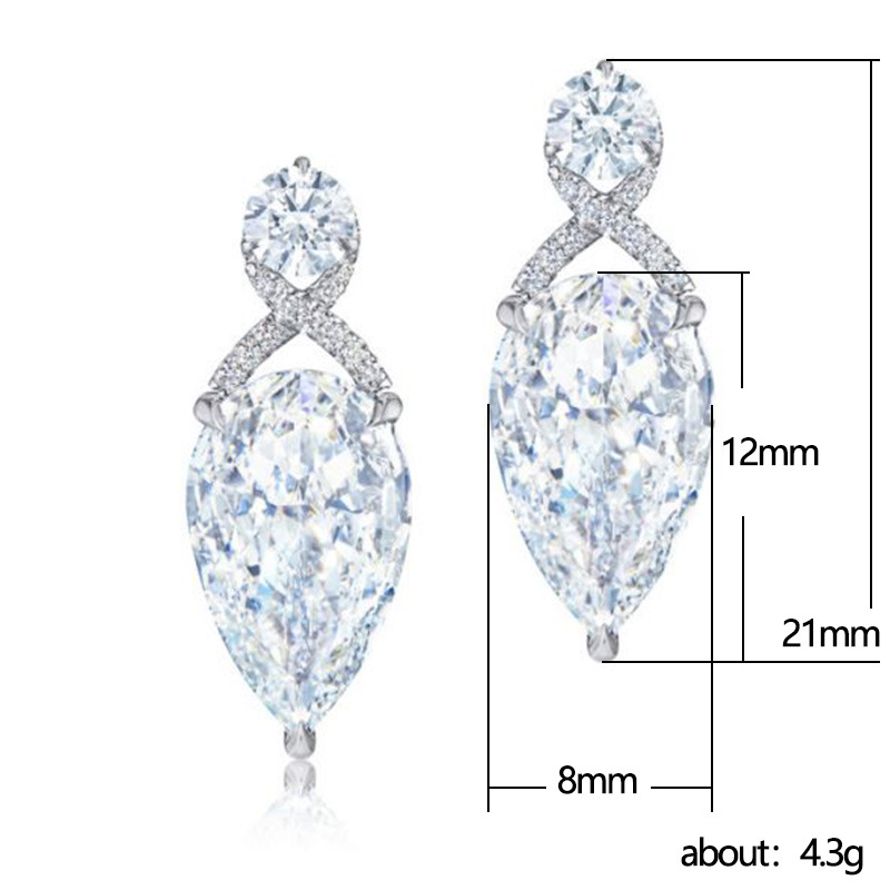 Handmade Water Drop Dangle Earring AAAAA Zircon 925 Sterling silver Party Wedding Drop Earrings for Women Bridal Jewelry Gift