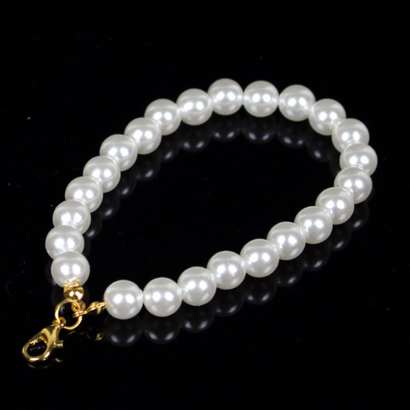 8mm perle perlée bracelets porte-bonheur or argent couleur bijoux pour femmes fille fête Club mariage accessoires de mode