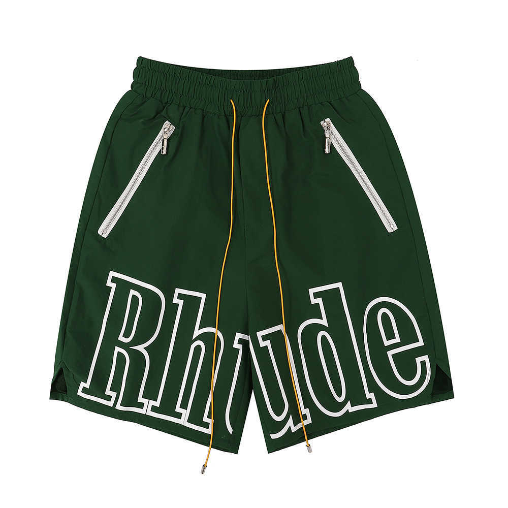 Men's Shorts Summer High Street Tide Men RHUDE Letter Drawstring Shorts 3m Reflective Hip-hop Casual Pants Beach Couple Five-point Shorts