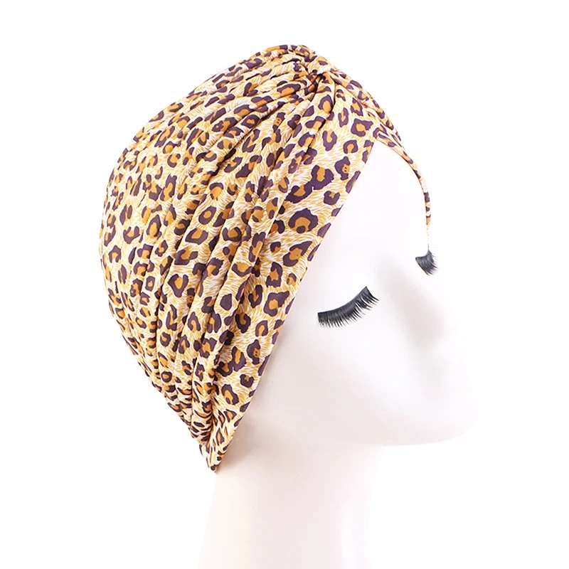 New Women Fluffle Prify Print Muslim Hijab Turban Head Wrap Hat Beanie Cap Lady Hijab Cap Hat Hat