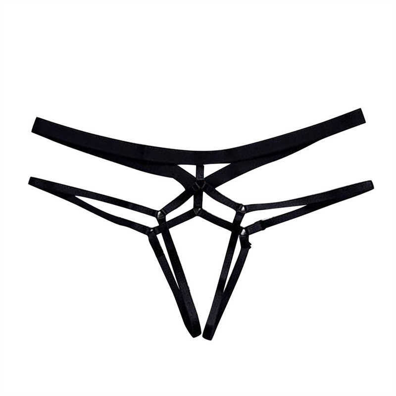 Sexy Women Bandage Bra Hollow Thong Panties Lingerie T Back Transparent Lingerie Ladies Open Crotch Toy Panties Underwear Gift L230626