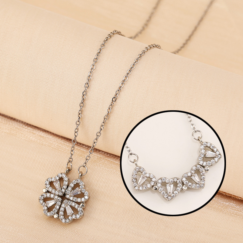 Wholesale Pendant Necklaces for women Elegant 4/Four Leaf Clover locket diamond Necklace Highly Quality Heart shape Choker chains Designer Jewelry Girls Gift DHL