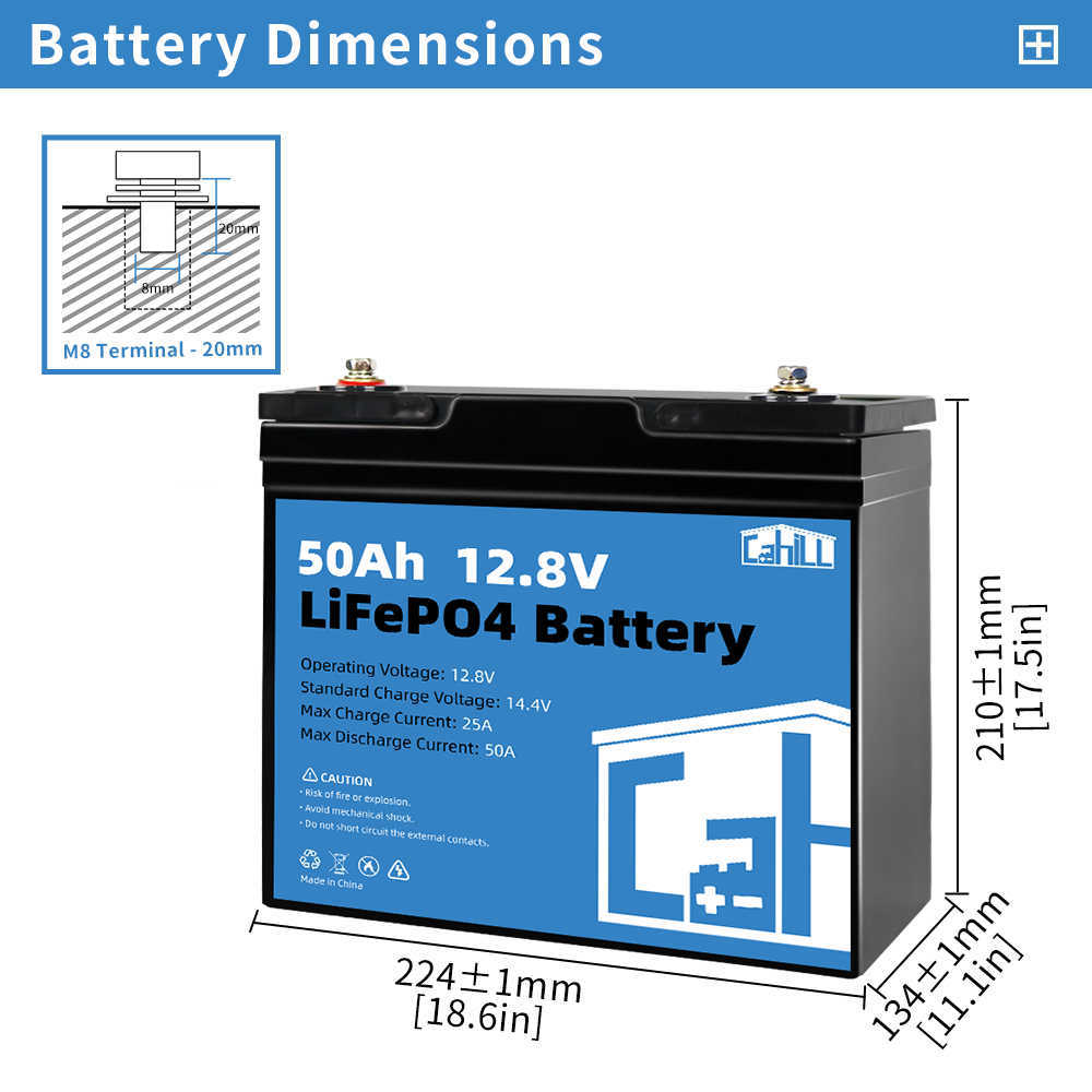 Новый 12V 50AH LIFEPO4 Батарея батареи класса А. Перезаряжаемая литиевая железная фосфатная клетка встроенная BMS для солнечной лодки RV EV CART Golf Cart