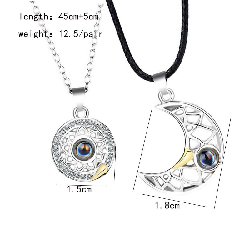 Fashion sun and moon heart shape 2 in 1 couple necklace luxury jewelry Valentine's Day Christmas Day gift man and women's pendant necklaces DHL free