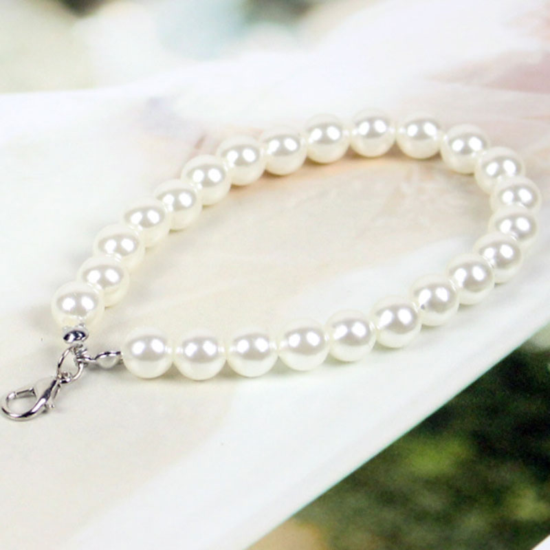 8mm perle perlée bracelets porte-bonheur or argent couleur bijoux pour femmes fille fête Club mariage accessoires de mode