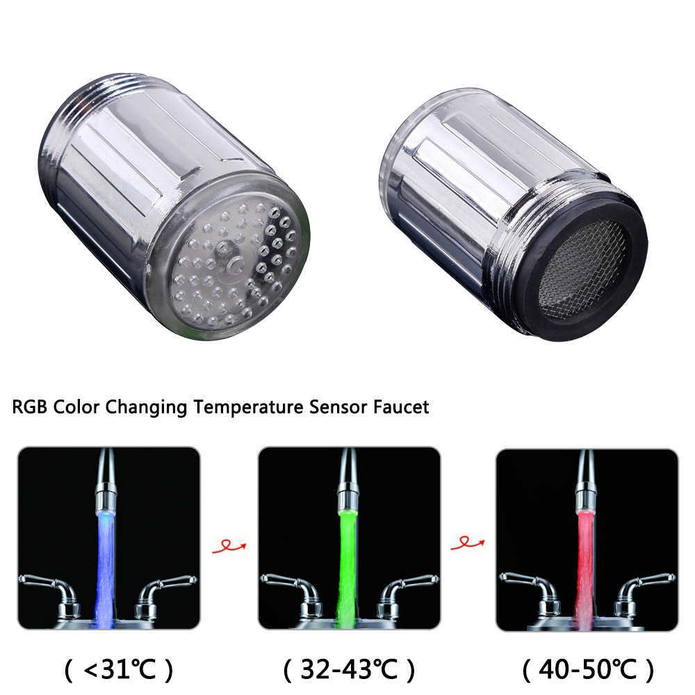 NOWY LED WODA WODY STREAK ŚWIATŁO KUCHNA KUCHNA BARZEMOWA KAKA KREKT KREUKT Głowica 7 Kolor Zmiana TEMPERATURA ZMIANIE LIGAK