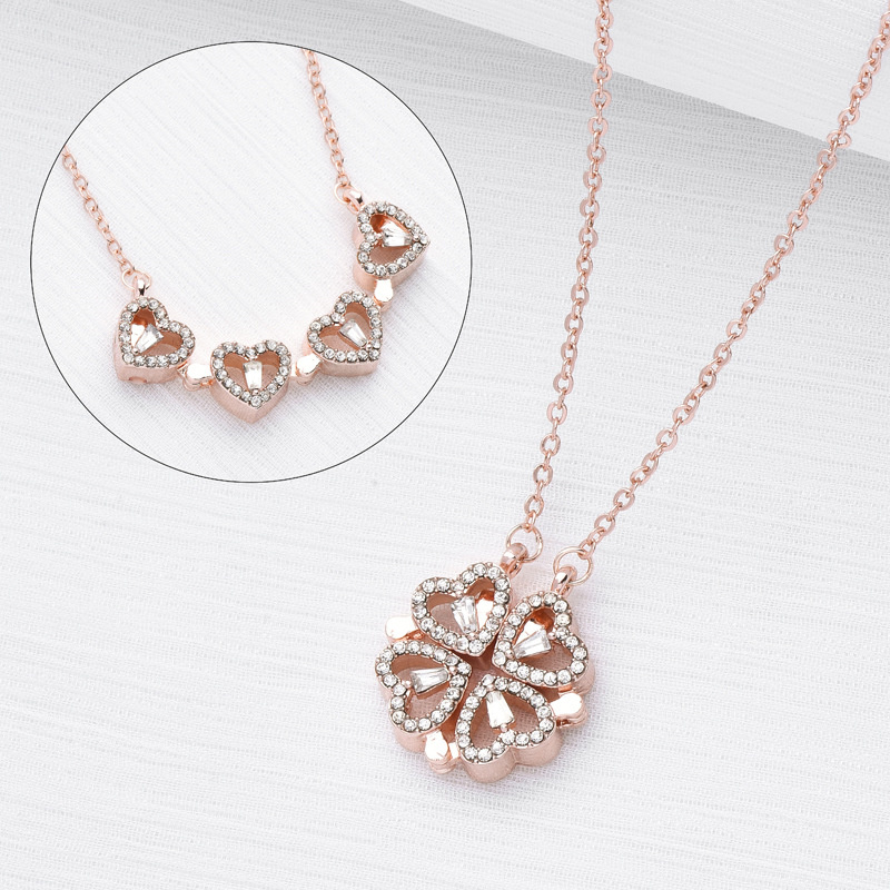 Wholesale Pendant Necklaces for women Elegant 4/Four Leaf Clover locket diamond Necklace Highly Quality Heart shape Choker chains Designer Jewelry Girls Gift DHL