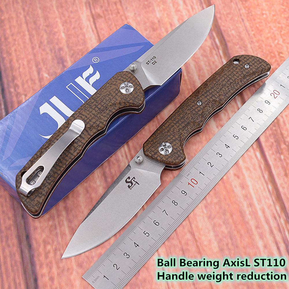 Messen Sitivien Design Real D2 ST110 Rolamento de esferas AxisL Micarta Hunt Cozinha Sobrevivência Ao ar livre Ferramenta EDC Utilitário Faca de acampamento dobrável