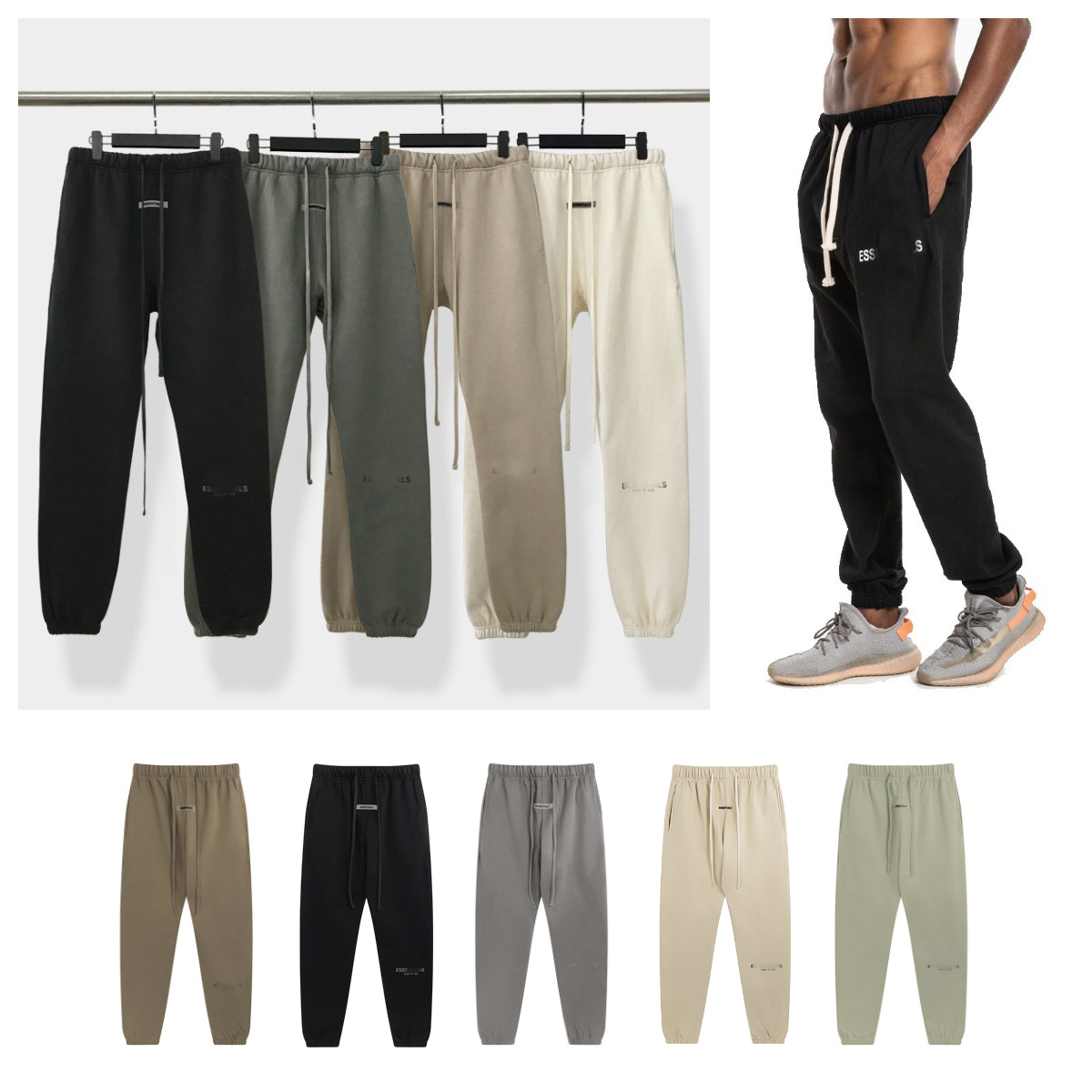 

mens pants designer sweatpants fashion essentail print sport pant high street essen joggers womens essent sweatpant trouser sweatpants hip h, Black