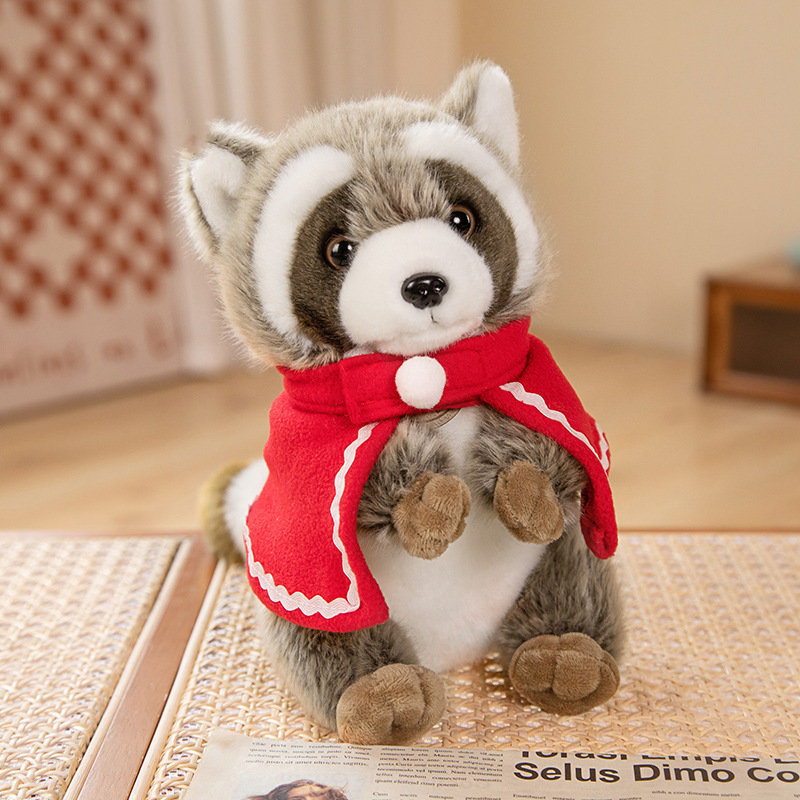 17/23/30 cm Simulatie Raccoon Peluche speelgoed Mooie dierenpoppen Leuke wasbeer met bells Mantel verjaardagscadeau voor kinderen