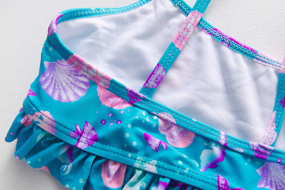 Traje de baño para niños de 2 a 8 años de edad, traje de baño con estampado de concha para niña, ropa de playa para niños de alta calidad P230602