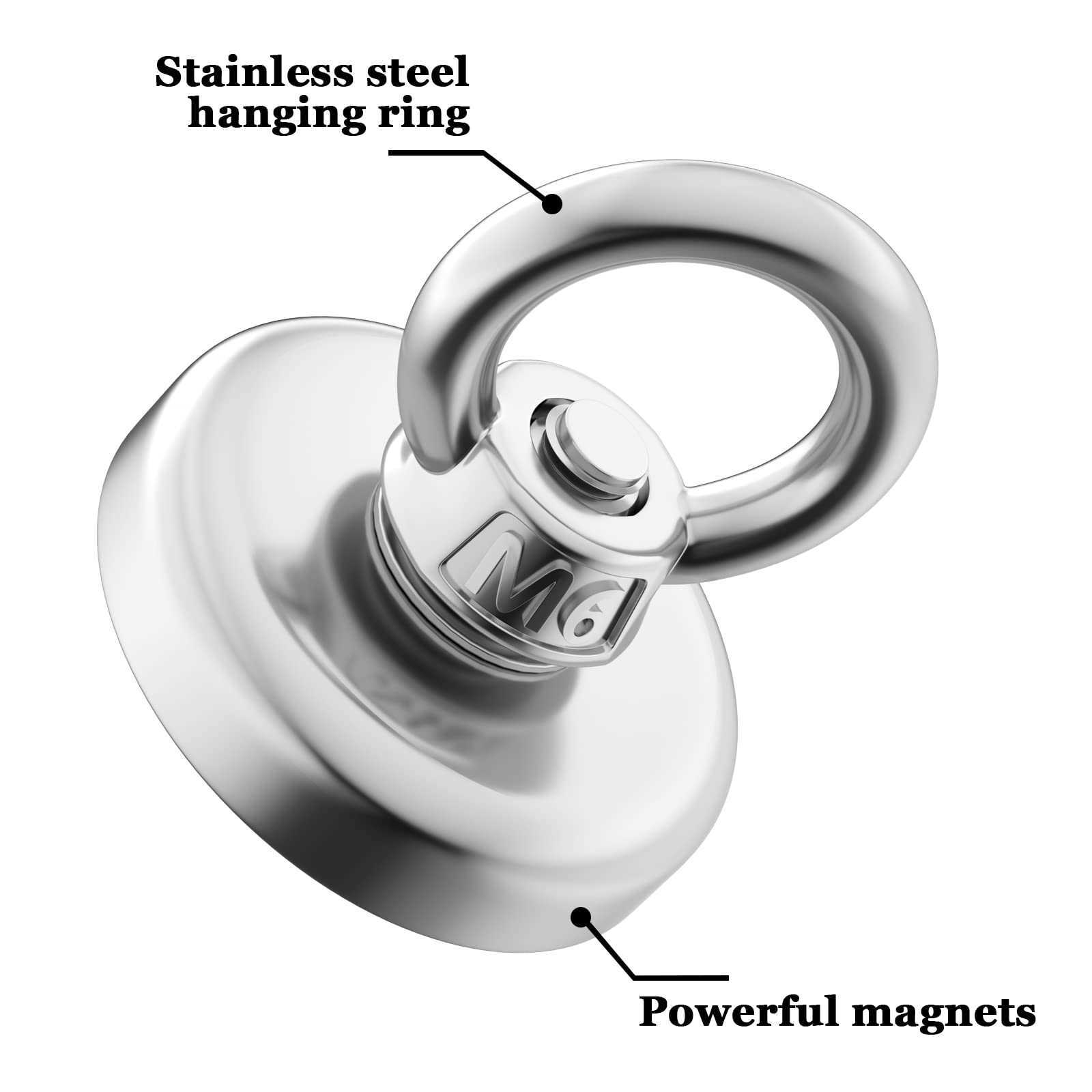 New Super Strong Neodymium Magnets N52 Iman Ima Magnetic Fishing Magneat with Countersunk Hole Eyebolt for Salvage Magnetic Fishing