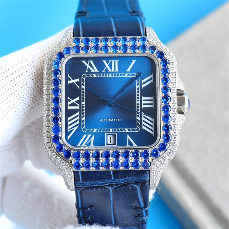 Мужские часы Montre de luxe 40 мм 8215 с автоматическим механическим механизмом, разноцветные часы с бриллиантами, Relojes, наручные часы