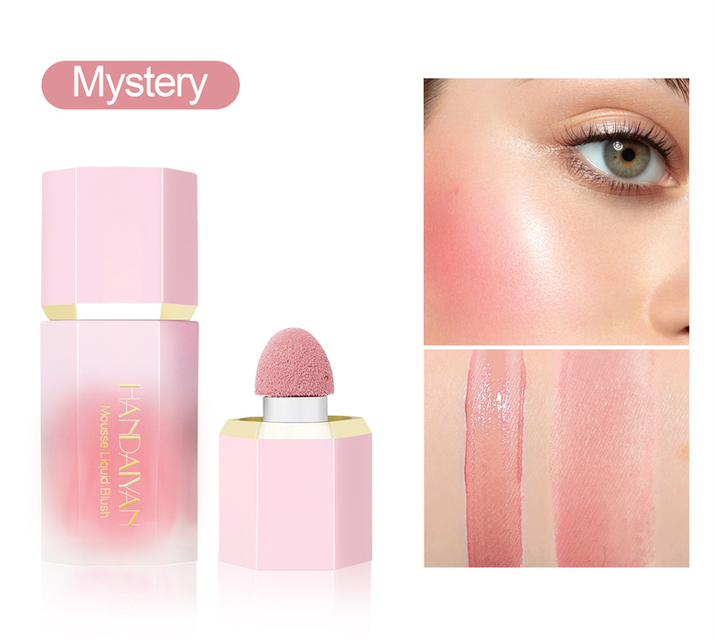 Waterproof Facial Blush Stick Natural Cheek Rouge Silky Smooth Cheek Tint Liquid Face Blusher with Sponge Cosmetics