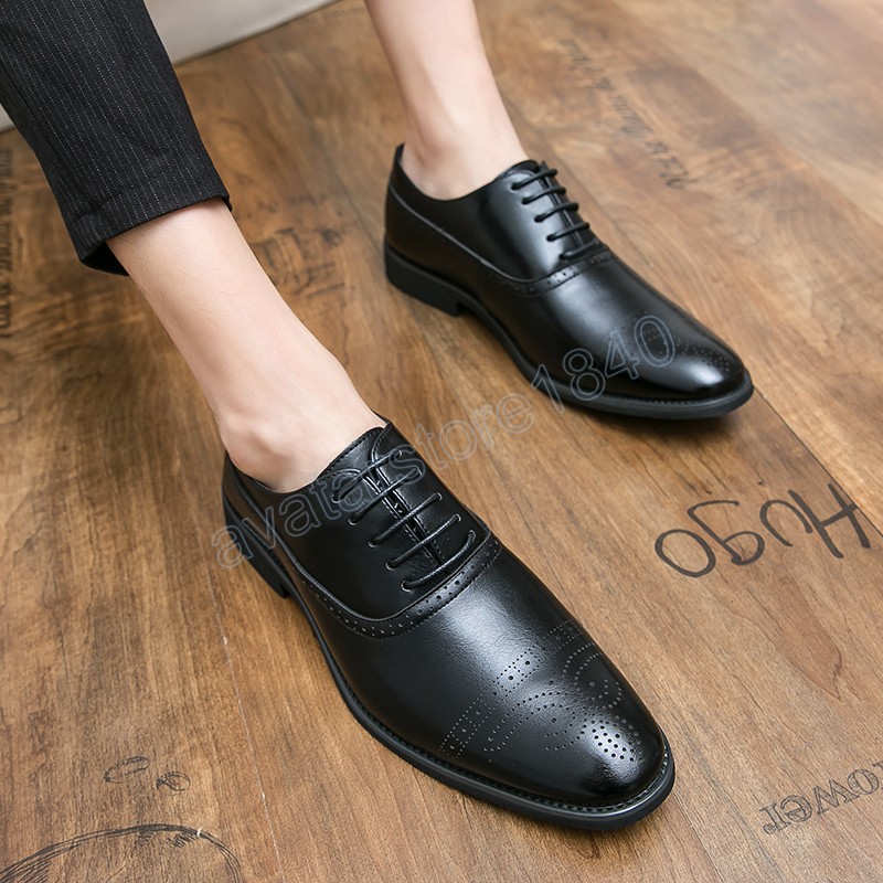 Sapatos de brogue masculinos elegantes Oxfords Men Dress Shoes de festa de festa genuíno de couro artesanal Sapatos de negócios formais para homens Zapatos Hombre