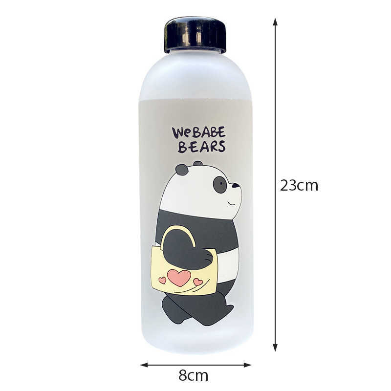 New 1000ml Cutest Water Bottle Panda Bear Frosted Glasses with Lid and Straw Cartoon Bottle Leak-proof Drinks Protein Shaker