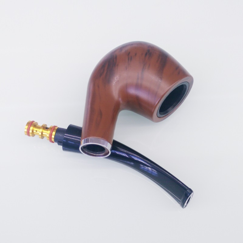 Smoking Pipes Wood grain bakelite pipe with base and fluff cover