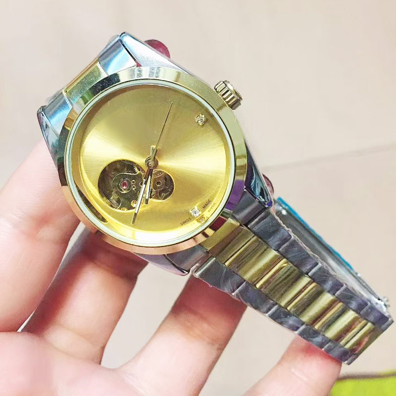 高級メンズ腕時計ダイヤモンドトップブランドデザイナー機械式自動巻き腕時計ステンレススチールバンドマンゴールド腕時計誕生日クリスマスギフト男性のための