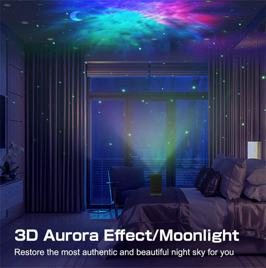 Starry Sky Night Light、LED Galaxy Nebulaプロジェクターライト、オーロラリモコンBluetoothスピーカー、ベッドルーム用のスタームーンライト、パーティー、リビングルームの装飾ギフト
