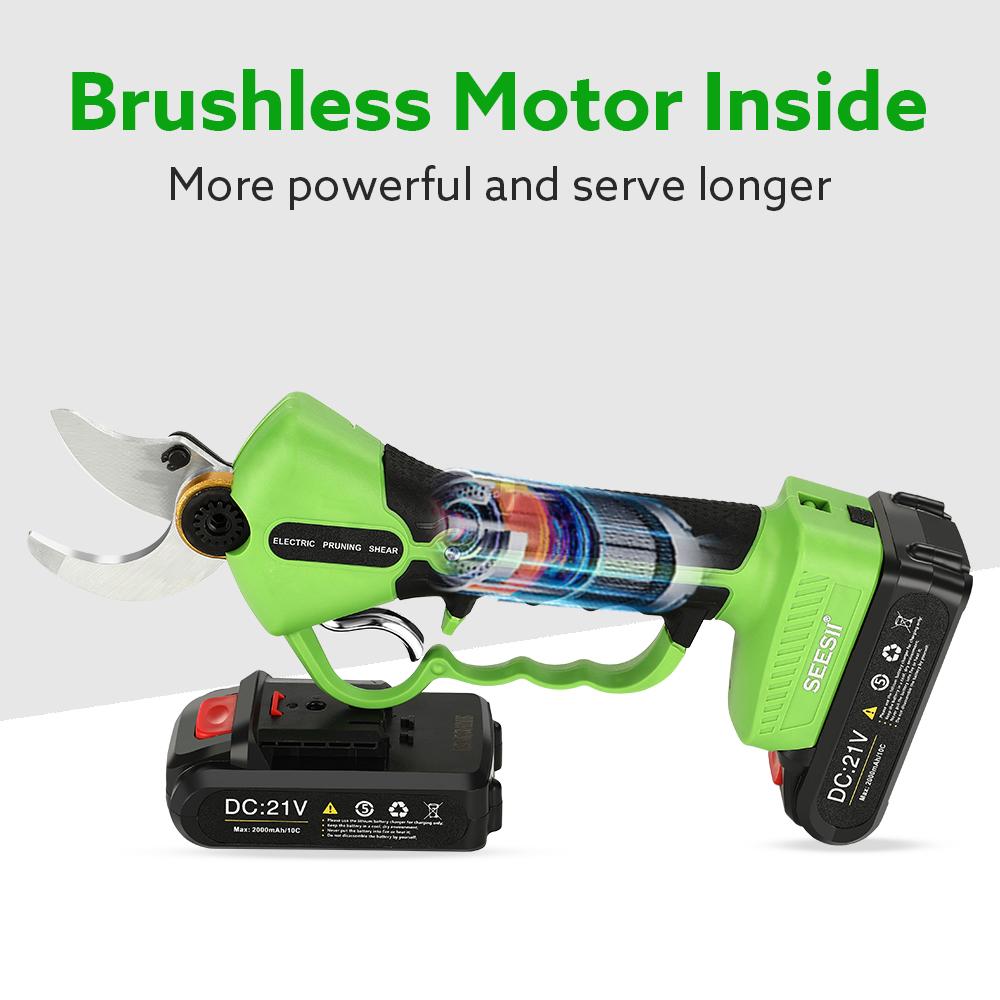 Scharen Seesii Professional Cordless Electric Pruning Shears Tree Branch Flowering Bushes Trimmers with 2000mAh Battery