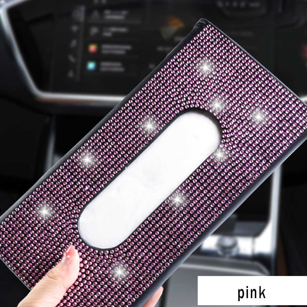 Car Sun Visor Rhinestone Tissue Box Luxury Towel Napkin Holder High-end Paper Box Bling Auto Interior Storage Car Acessories