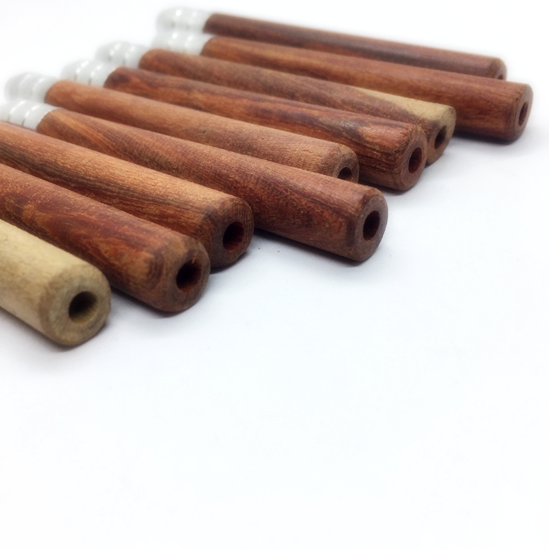 Natural Wooden Mini Smoking Tube Dry Herb Tobacco Filter Aluminium Digger Catcher Taster Bat One Hitter Portable Handpipes Hand Tips Cigarette Wood Pipes Holder