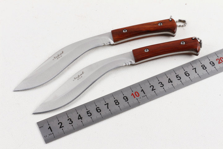 High Quality Small Machete Knife 440C Satin Blade Full Tang Wood Handle Fixed Blades Knives Outdoor Camping hiking Fishing Survival Knife With Nylon Sheath