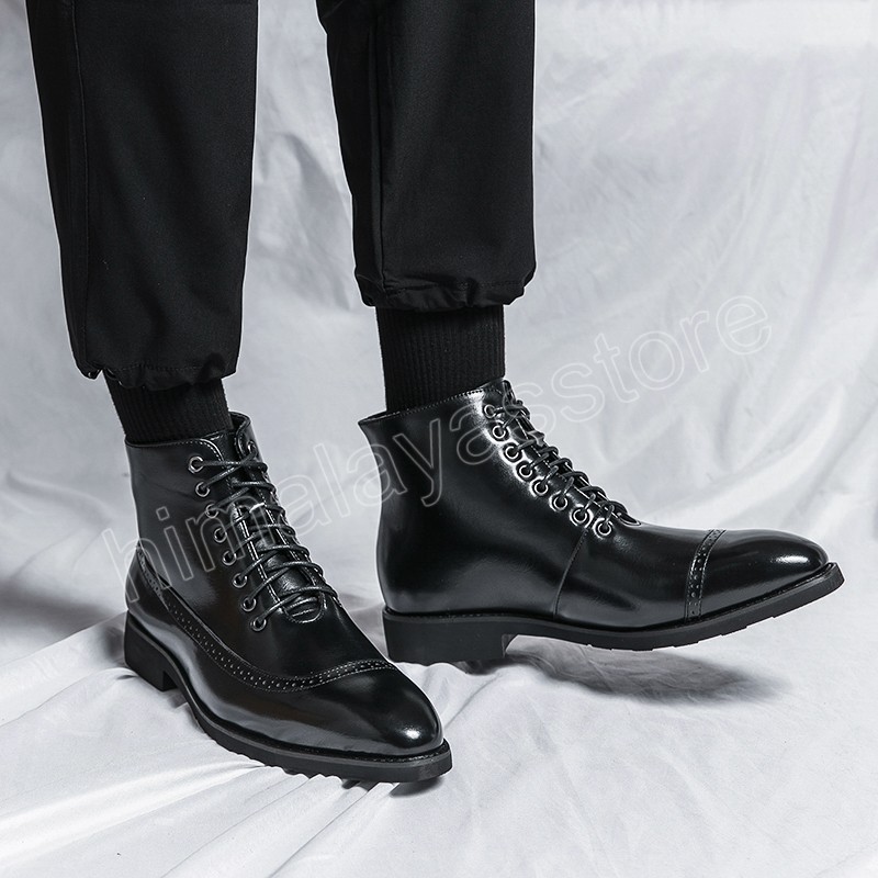 Business Boots Luxury Designer Office Formal Dress Shoes Men's Ankle Boots Pointed Toe Boots Casual for Men Botas Hombre