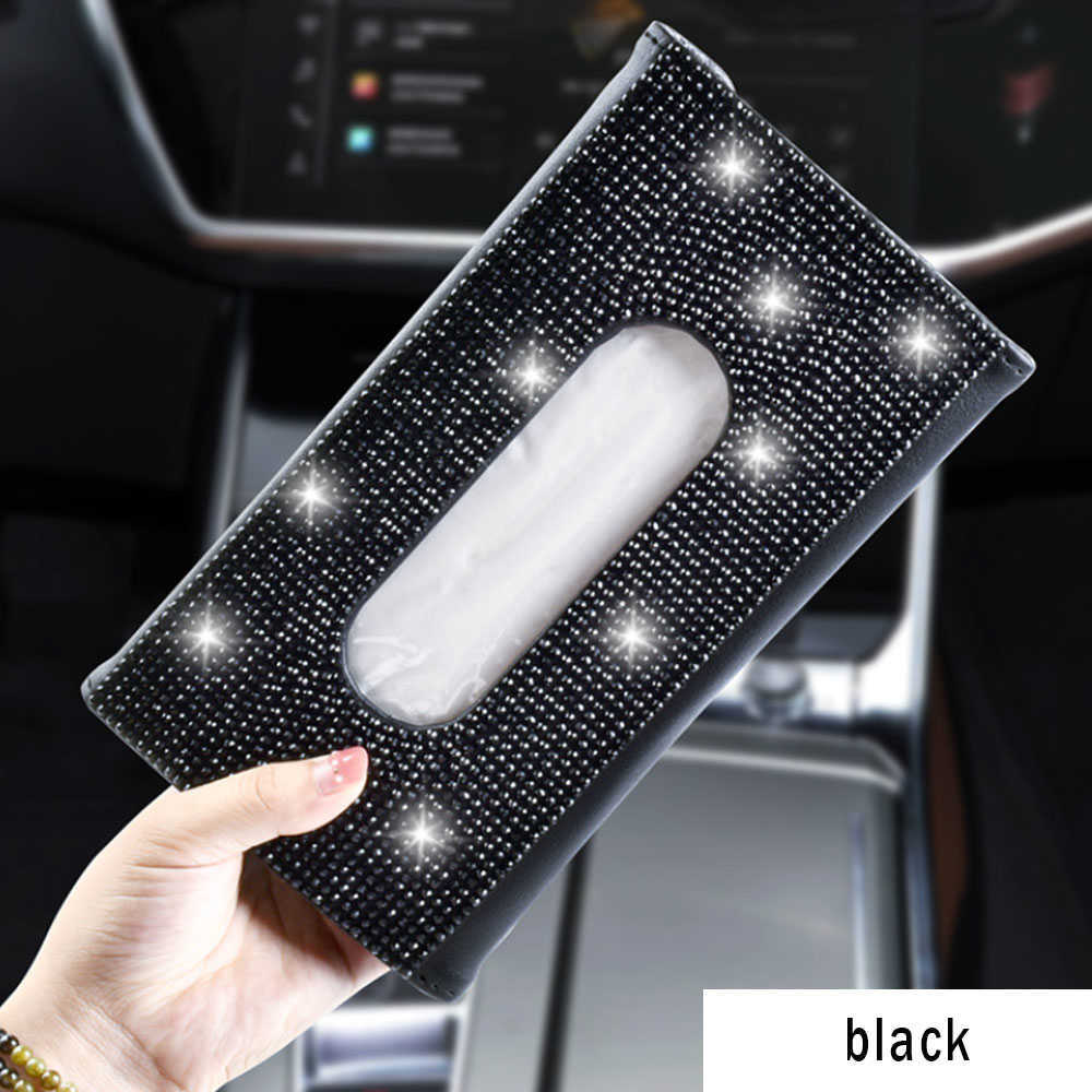 Car Sun Visor Rhinestone Tissue Box Luxury Towel Napkin Holder High-end Paper Box Bling Auto Interior Storage Car Acessories