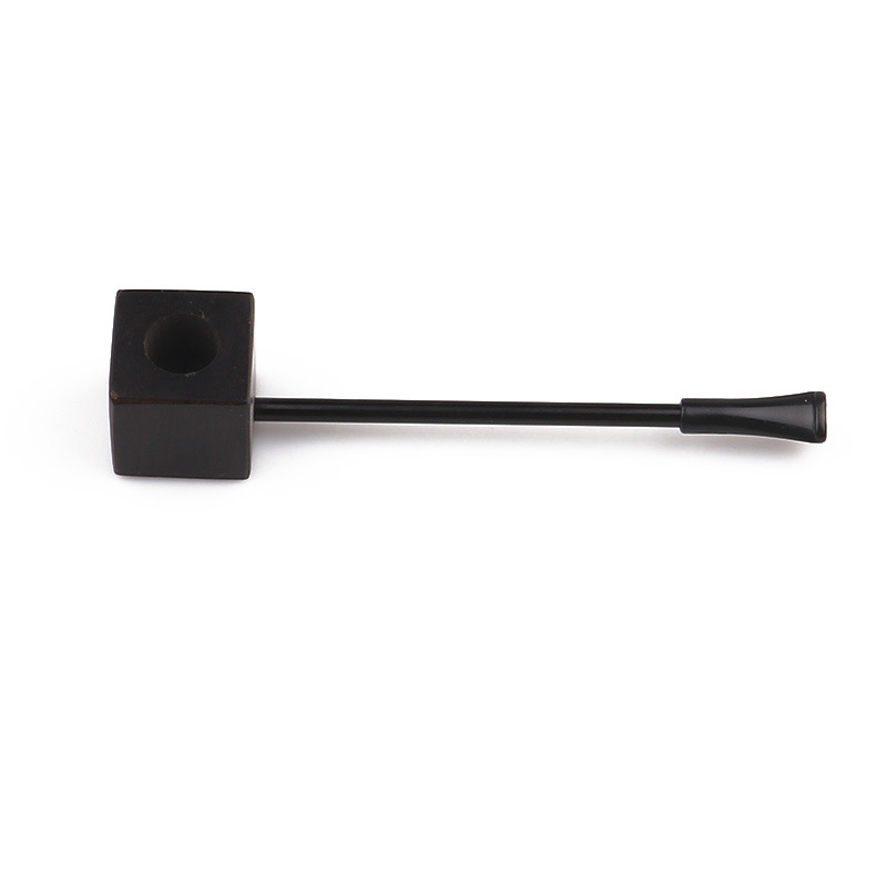 Smoking Pipes 144mm ebony square bottom pipe with slender extension rod