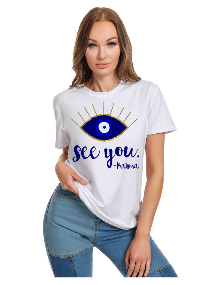 Women's T-Shirt Women 2023 Summer evil eye Short Sleeve Print Blue Art Eye Lady T-shirts Top T Shirt Ladies Womens Graphic Female Tee T-Shirt P230510