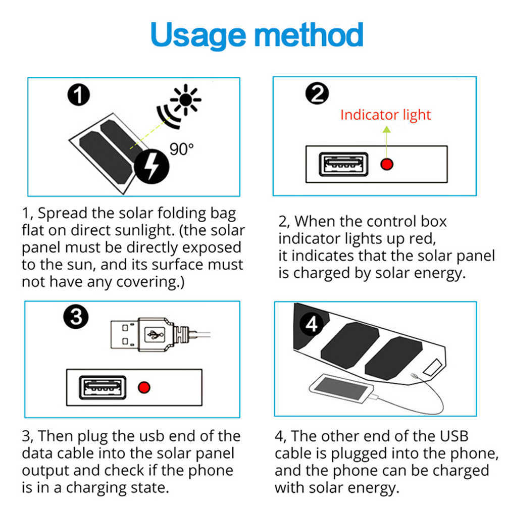 Sacs de plein air Panneau solaire pliant extérieur Chargeur portable 5V 2.1A Périphériques de sortie USB Camping Randonnée Sac à dos Voyage Alimentation pour Smartphones P230510