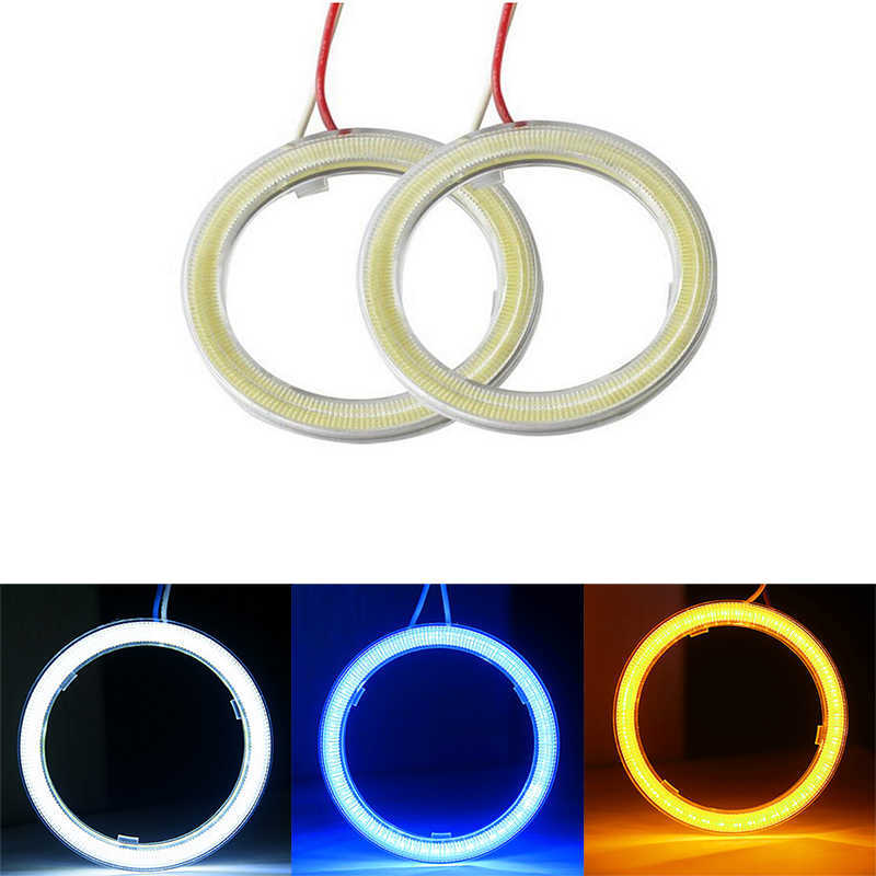 Ny 2st bilhuvudljus Cob Aperture Angel Eye Lights Halo Ring LED COB White 60/70/00/90/100/110/120mm 12V Motorcykelmoto Auto Lamp