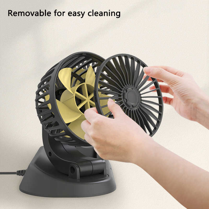 Portable Car Cooling Fan 12V 24V USB Mini Dual Head Cooler Fan Adjustable Auto Electric Fan Cooler Universal Car Accessories