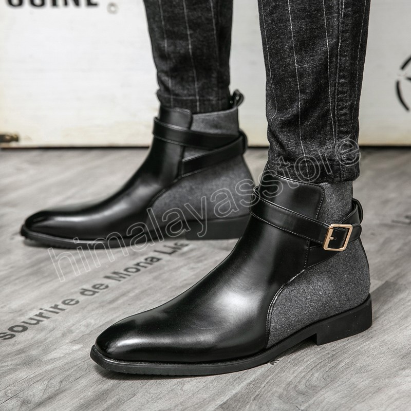 Bottes d'affaires pour hommes en cuir véritable bureau de ville bottines quotidiennes hommes confortables hommes bottes habillées Bota Masculina