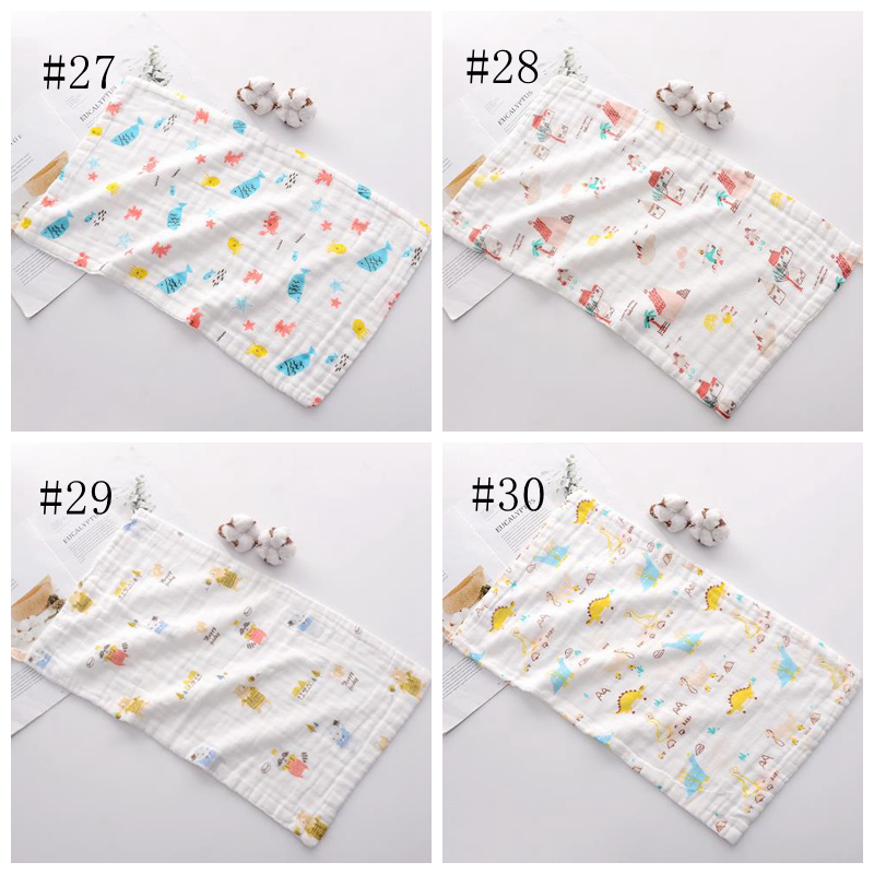 Baby Towels 100% Cotton Gauze Newborn Burp Cloths Muslin Baby Face Towels Baby Bath Wrap Infant Boys Girls Washcloth 30 Designs DW4154