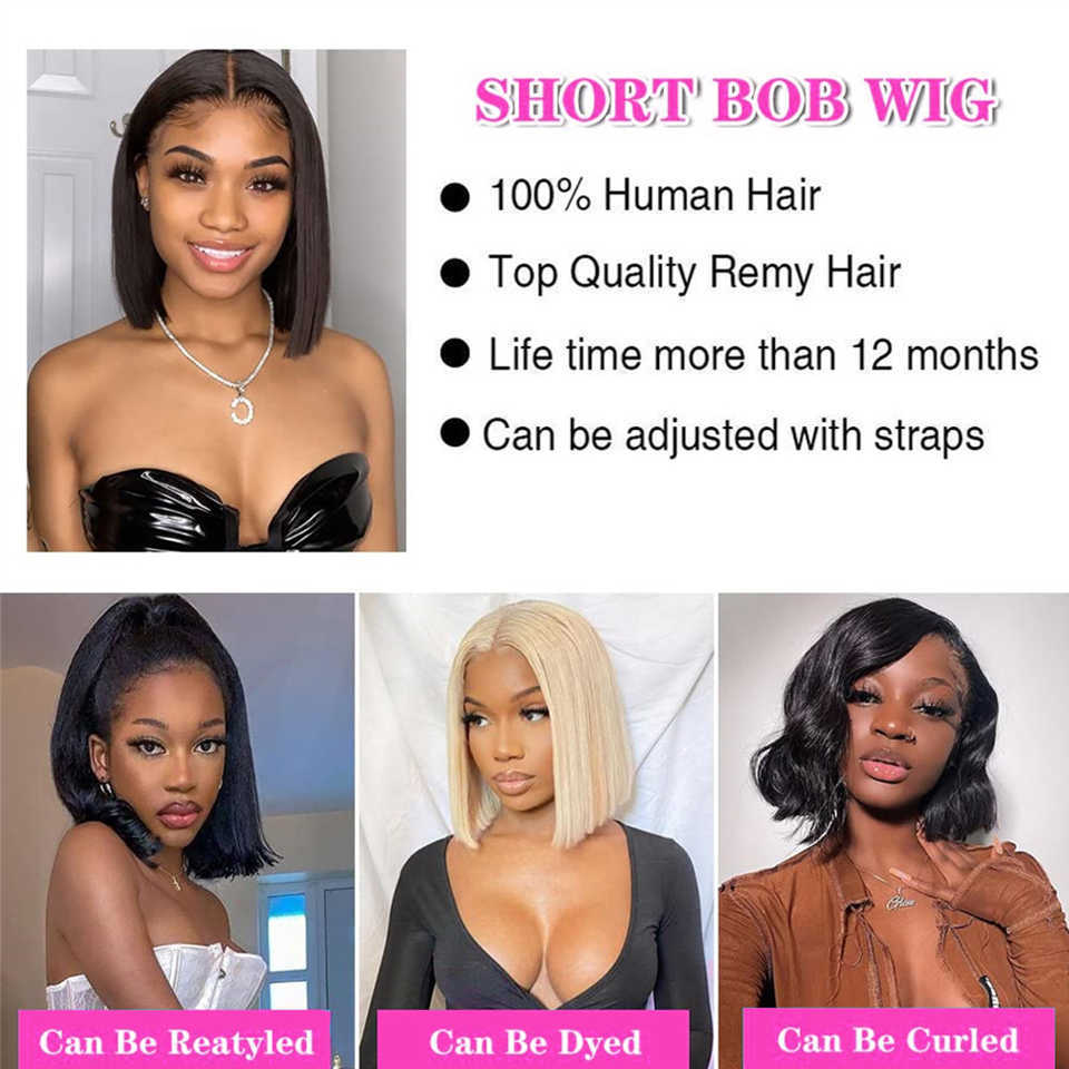 Hair Wigs Brazilian u Part Human for Black Women Cheap Short Straight Bob Remy Easy to Install Full Machine 230510