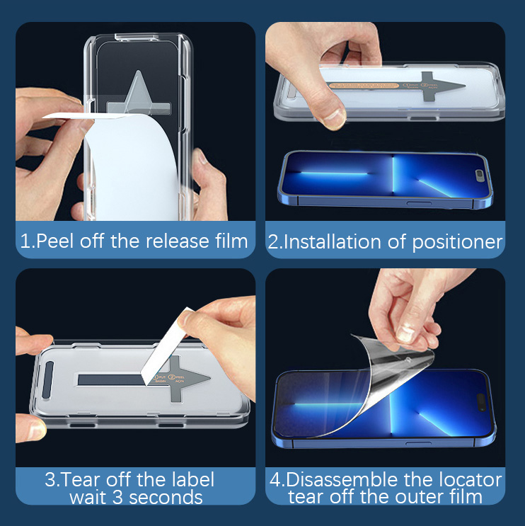 AAA-Displayschutzfolie mit Installationsapplikator für Apple Iphone 15 14 13 12 11 Pro Max gehärtete Glasfolie. Schnelle Montage mit Einzelhandelsverpackung