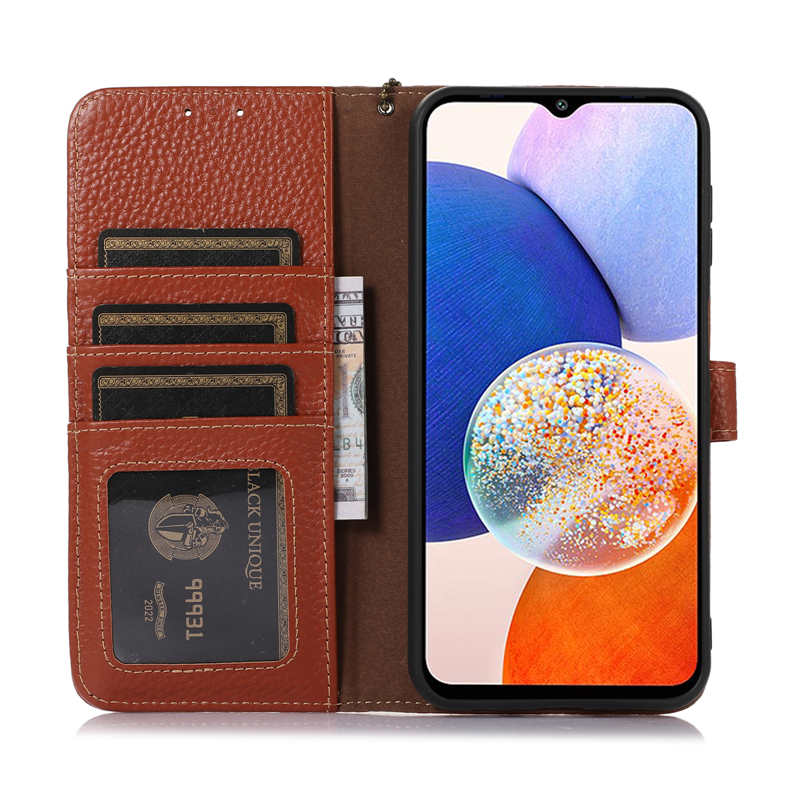 Coque de téléphone magnétique Folio Lychee Print pour Sharp Wish SHG06 Sense 7 7Plus Redmi Note 11Pro 12Pro 12 5G Poco X5 Oppo Reno 8Pro Motorola G Play Coque portefeuille en cuir véritable