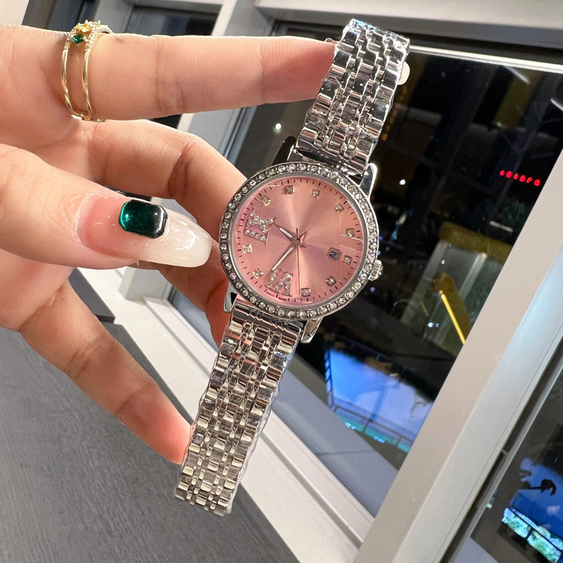 luxury women watches Brand Designer diamond lady watch Stainless Steel band 32mm auto date wristwatch high quality womens Birthday Christmas Valentine's Day Gift