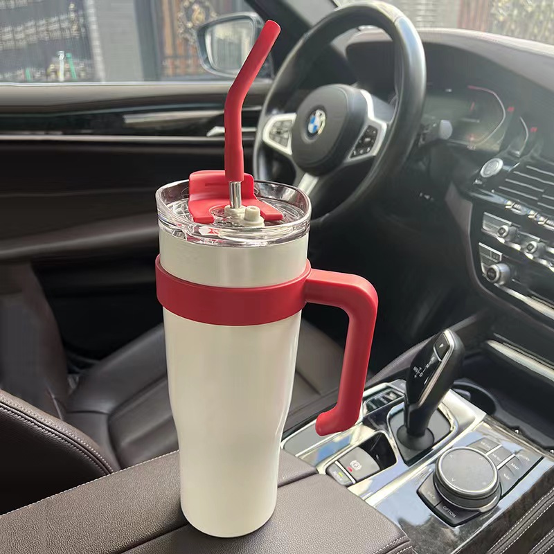 40oz geïsoleerde tumbler met deksel en stro roestvrijstalen dubbele vacuüm koffietumbler met handvatreisbeker tuimelaar nieuw