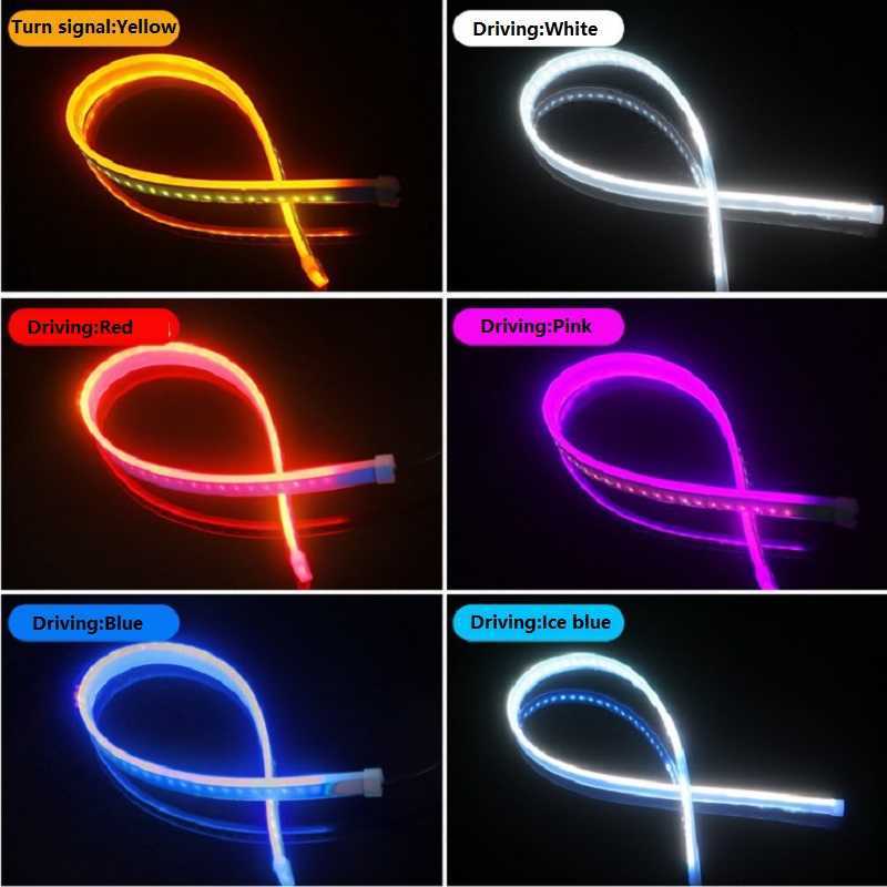 New Car led DRL Daytime Running Light Strip Waterproof 30cm 45cm 60cm Flexible Soft Tube Guide Headlight LED Strip Lights