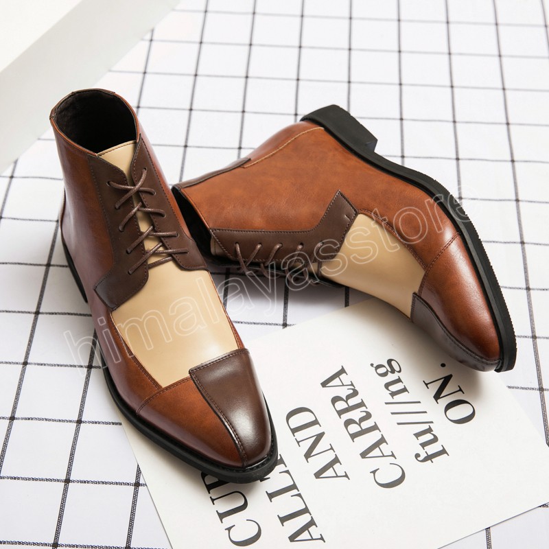 Pointed Toe Gentleman Men Dress Boots Genuine Leather Men Office Ankle Boots Designer Men Business Boots Plus Size 38-48