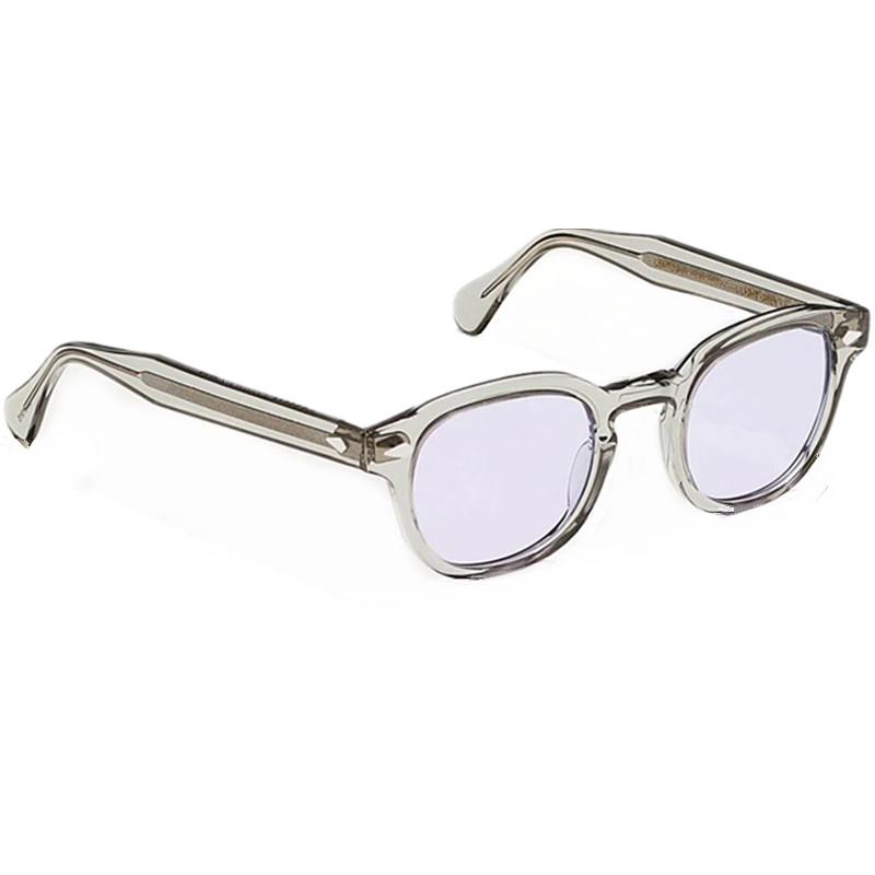 Nowy retro-vintage Johnny Depp okrągłe okulary przeciwsłoneczne UV400 49 46 44 mm Włochy Importowana krystaliczna szara rama+wielokolorowe soczewki na gogle gogle Presc Fullset Case