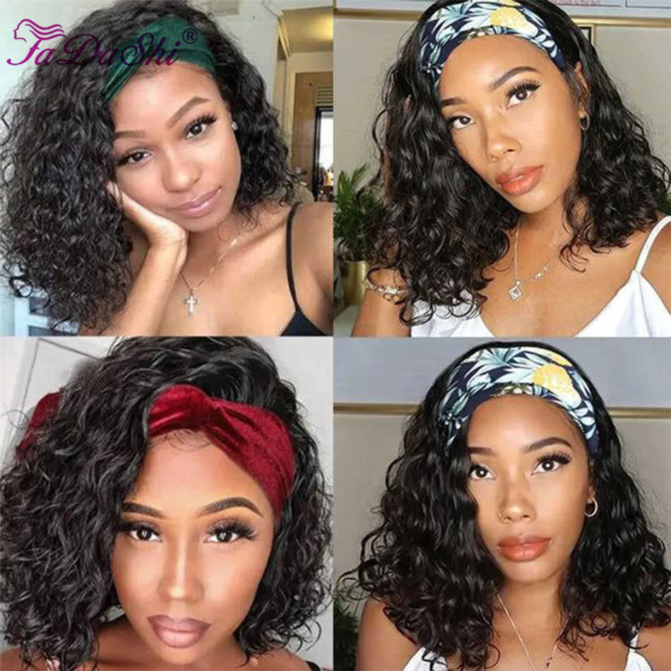 Hair Wigs Headbands for Women Human Headband Water Wave Glueless Full Machine Made Malaysian Deep Remy Wig Fadashi 230510