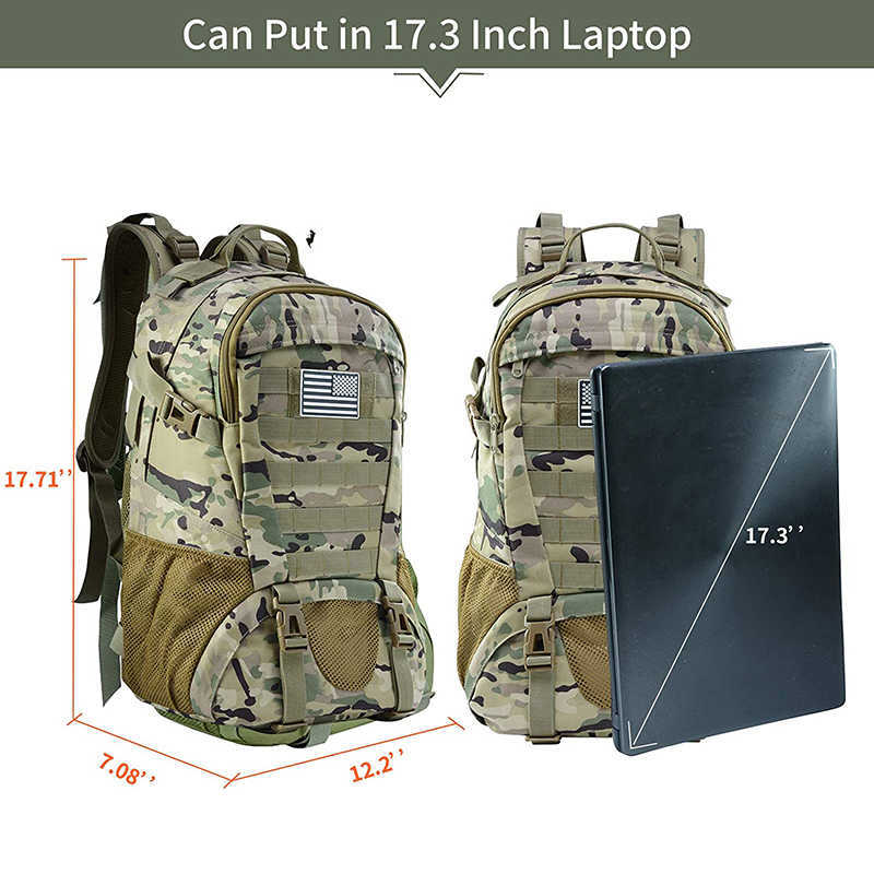 Confezioni zaino in spalla Nuovo 35l 1000d zaino militare tattico impermeabile a prova di nano impermeabile molle trekking pesca caccia arrampicata esercito borse da campeggio all'aperto P230510