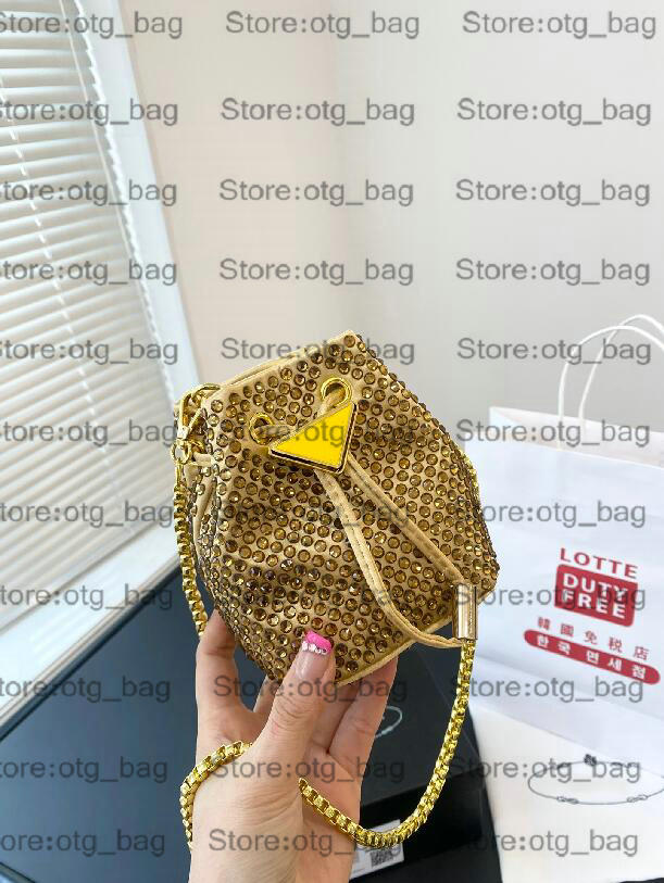 Mini Mon Tresor Diamond Bag Bucket Chains Bag All-over Imitation Crystal Shoulder Triangle LOGO Designer Nelon Cross body Womens Luxurys Drawstring Handbag