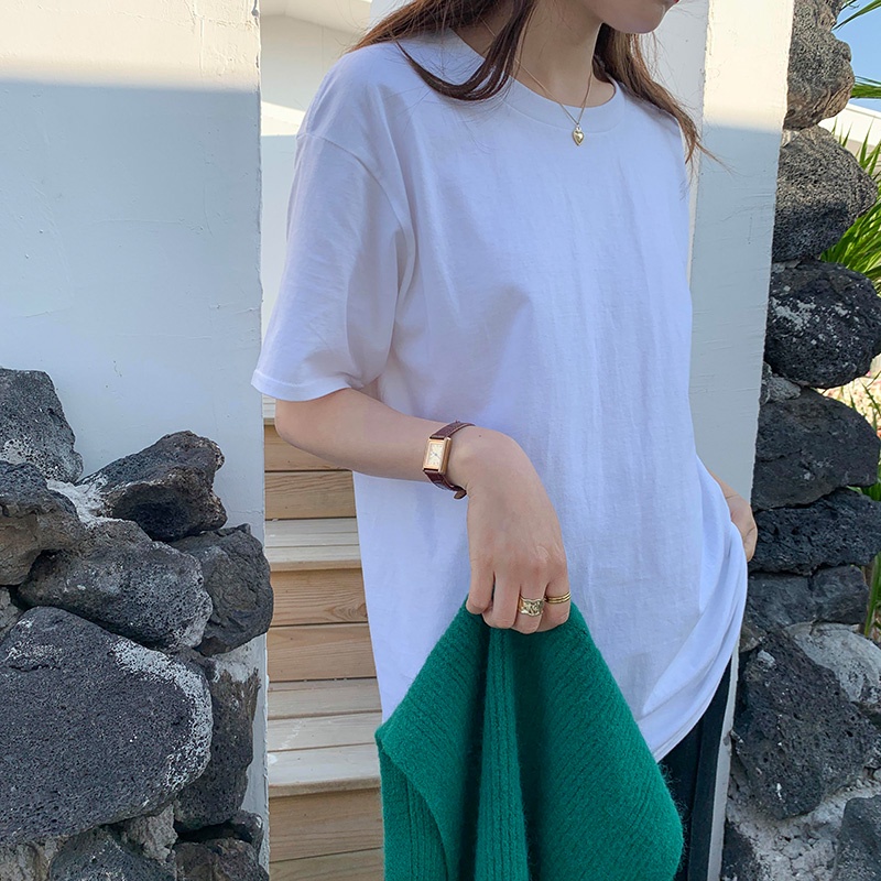 T-shirt mezza manica tinta unita vintage femminile estate camicia in puro cotone top abbigliamento donna estetica anni '90 streetwear