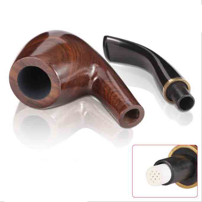 Solid Wood Sandalwood Hand Tobacco Cigarette Smoking Pipe Set With Cleaner Knife Holder Filter Case Mesh Tool Accessories 2 Styles