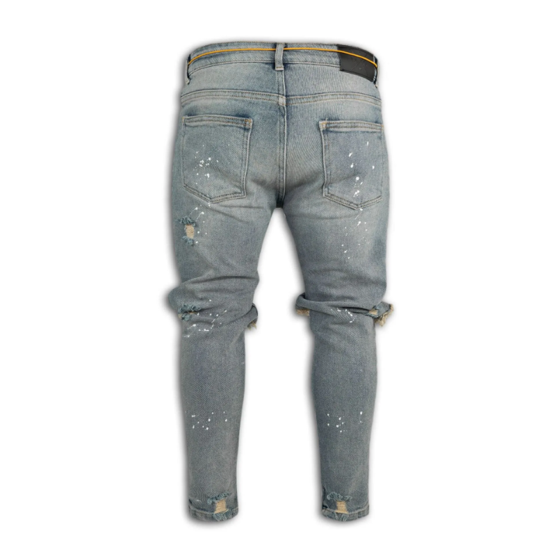 Neue hochwertige Männer Repair Denim Designer Jeans Body Ripped Pennies Washed Street Pocket Zipper Men Paint Sports Jean für Männer